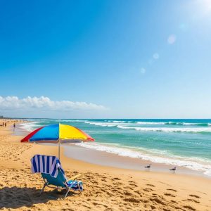 Serene beach scene illustrating the benefits of off-season travel with fewer tourists