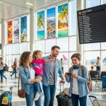 Family preparing for a vacation at the airport, highlighting excitement and travel readiness